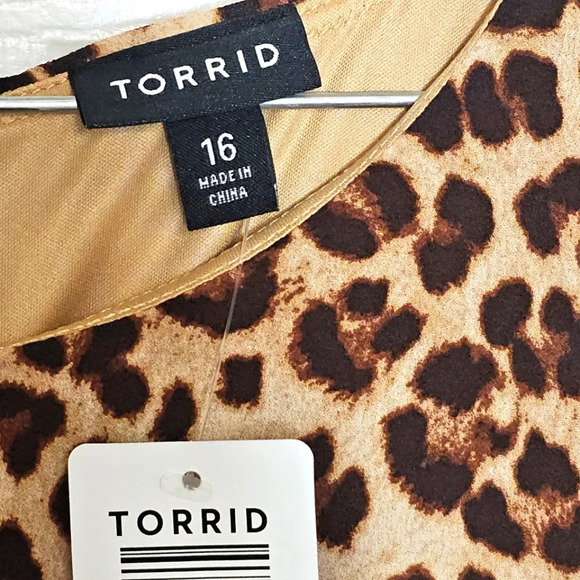 Torrid‎ NWT Leopard Print Chiffon Sleeveless Skater Maxi Dress 16 Animal Fall - Picture 4 of 8
